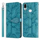 For Samsung Galaxy A10s Life of Tree Embossing Pattern Horizontal Flip Leather Case with Holder & Card Slot & Wallet & Photo Frame & Lanyard(Lake Blue) - 1