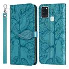 For Samsung Galaxy A21s Life of Tree Embossing Pattern Horizontal Flip Leather Case with Holder & Card Slot & Wallet & Photo Frame & Lanyard(Lake Blue) - 1