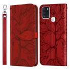 For Samsung Galaxy A21s Life of Tree Embossing Pattern Horizontal Flip Leather Case with Holder & Card Slot & Wallet & Photo Frame & Lanyard(Red) - 1
