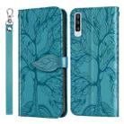 For Samsung Galaxy A70 Life of Tree Embossing Pattern Horizontal Flip Leather Case with Holder & Card Slot & Wallet & Photo Frame & Lanyard(Lake Blue) - 1