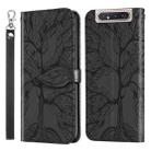 For Samsung Galaxy A80 / A90 Life of Tree Embossing Pattern Horizontal Flip Leather Case with Holder & Card Slot & Wallet & Photo Frame & Lanyard(Black) - 1
