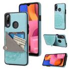 For Samsung Galaxy A20s Embossed Pattern PU + TPU Protective Case with Holder & Wallet & Card Slots(Green) - 1