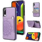 For Samsung Galaxy A70 Embossed Pattern PU + TPU Protective Case with Holder & Wallet & Card Slots(Purple) - 1