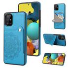 For Samsung Galaxy A71 Embossed Pattern PU + TPU Protective Case with Holder & Wallet & Card Slots(Blue) - 1