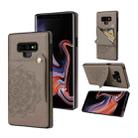 For Samsung Galaxy Note9 Embossed Pattern PU + TPU Protective Case with Holder & Wallet & Card Slots(Grey) - 1