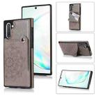 For Samsung Galaxy Note10 Embossed Pattern PU + TPU Protective Case with Holder & Wallet & Card Slots(Grey) - 1