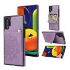 For Samsung Galaxy Note10+ Embossed Pattern PU + TPU Protective Case with Holder & Wallet & Card Slots(Purple) - 1