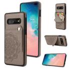 For Samsung Galaxy S10 Embossed Pattern PU + TPU Protective Case with Holder & Wallet & Card Slots(Grey) - 1