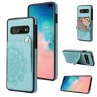 For Samsung Galaxy S10 Embossed Pattern PU + TPU Protective Case with Holder & Wallet & Card Slots(Green) - 1