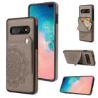 For Samsung Galaxy S10+ Embossed Pattern PU + TPU Protective Case with Holder & Wallet & Card Slots(Grey) - 1