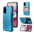 For Samsung Galaxy S20 Embossed Pattern PU + TPU Protective Case with Holder & Wallet & Card Slots(Blue) - 1