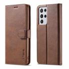 For Samsung Galaxy S21 Ultra 5G LC.IMEEKE Calf Texture Horizontal Flip Leather Case with Holder & Card Slots & Wallet(Brown) - 1