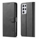 For Samsung Galaxy S21 Ultra 5G LC.IMEEKE Calf Texture Horizontal Flip Leather Case with Holder & Card Slots & Wallet(Black) - 1