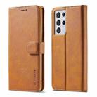 For Samsung Galaxy S21 Ultra 5G LC.IMEEKE Calf Texture Horizontal Flip Leather Case with Holder & Card Slots & Wallet(Yellow) - 1