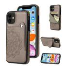 For iPhone 11 Embossed Pattern PU + TPU Protective Case with Holder & Wallet & Card Slots (Grey) - 1