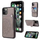 For iPhone 11 Pro Max Embossed Pattern PU + TPU Protective Case with Holder & Wallet & Card Slots (Grey) - 1