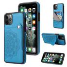 For iPhone 11 Pro Max Embossed Pattern PU + TPU Protective Case with Holder & Wallet & Card Slots (Blue) - 1