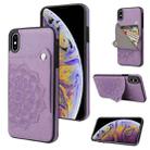 For iPhone X / XS Embossed Pattern PU + TPU Protective Case with Holder & Wallet & Card Slots(Purple) - 1