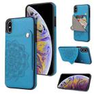For iPhone X / XS Embossed Pattern PU + TPU Protective Case with Holder & Wallet & Card Slots(Blue) - 1