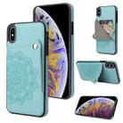 For iPhone XS Max Embossed Pattern PU + TPU Protective Case with Holder & Wallet & Card Slots(Green) - 1