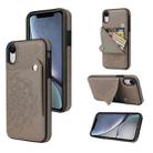 For iPhone XR Embossed Pattern PU + TPU Protective Case with Holder & Wallet & Card Slots(Grey) - 1