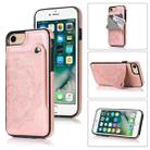 Embossed Pattern PU + TPU Protective Case with Holder & Wallet & Card Slots For iPhone SE 2020 & 8 & 7(Rose Gold) - 1