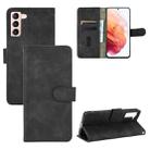For Samsung Galaxy S21 5G Solid Color Skin Feel Magnetic Buckle Horizontal Flip Calf Texture PU Leather Case with Holder & Card Slots & Wallet(Black) - 1