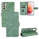 For Samsung Galaxy S21 5G Solid Color Skin Feel Magnetic Buckle Horizontal Flip Calf Texture PU Leather Case with Holder & Card Slots & Wallet(Green) - 1