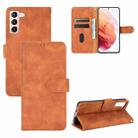 For Samsung Galaxy S21+ 5G Solid Color Skin Feel Magnetic Buckle Horizontal Flip Calf Texture PU Leather Case with Holder & Card Slots & Wallet(Brown) - 1