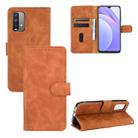 For Xiaomi Redmi Note 9 4G Solid Color Skin Feel Magnetic Buckle Horizontal Flip Calf Texture PU Leather Case with Holder & Card Slots & Wallet(Brown) - 1