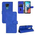 For Motorola Moto E7 Solid Color Skin Feel Magnetic Buckle Horizontal Flip Calf Texture PU Leather Case with Holder & Card Slots & Wallet(Blue) - 1