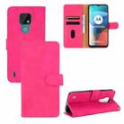 For Motorola Moto E7 Solid Color Skin Feel Magnetic Buckle Horizontal Flip Calf Texture PU Leather Case with Holder & Card Slots & Wallet(Rose Red) - 1