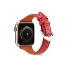 Genuine Leather Watch Band For Apple Watch Series 8&7 41mm / SE 2&6&SE&5&4 40mm / 3&2&1 38mm(Red) - 1