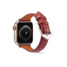 Genuine Leather Watch Band For Apple Watch Series 8&7 41mm / SE 2&6&SE&5&4 40mm / 3&2&1 38mm(Wine Red) - 1