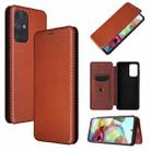 For Samsung Galaxy A72 5G / 4G Carbon Fiber Texture Horizontal Flip TPU + PC + PU Leather Case with Card Slot(Brown) - 1