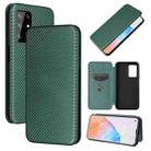 For Cubot X30 Carbon Fiber Texture Horizontal Flip TPU + PC + PU Leather Case with Card Slot(Green) - 1