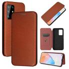 For Cubot X30 Carbon Fiber Texture Horizontal Flip TPU + PC + PU Leather Case with Card Slot(Brown) - 1