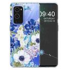 For OnePlus 9 Colored Drawing Pattern Highly Transparent TPU Protective Case(Blue and White Roses) - 1