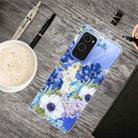 For OnePlus 9 Colored Drawing Pattern Highly Transparent TPU Protective Case(Blue and White Roses) - 2