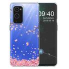 For OnePlus 9 Colored Drawing Pattern Highly Transparent TPU Protective Case(Fallen Cherry Blossoms) - 1