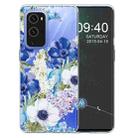 For OnePlus 9 Pro Colored Drawing Pattern Highly Transparent TPU Protective Case(Blue and White Roses) - 1