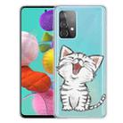 For Samsung Galaxy A52 5G / 4G Colored Drawing Pattern Highly Transparent TPU Protective Case(Laughing Cat) - 1