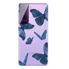 For Samsung Galaxy S21 5G Colored Drawing Pattern Highly Transparent TPU Protective Case(Blue Butterflies) - 1