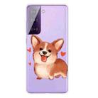 For Samsung Galaxy S21 5G Colored Drawing Pattern Highly Transparent TPU Protective Case(Love Corgi) - 4