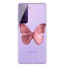 For Samsung Galaxy S21 5G Colored Drawing Pattern Highly Transparent TPU Protective Case(Red Butterfly) - 1