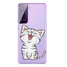 For Samsung Galaxy S21 5G Colored Drawing Pattern Highly Transparent TPU Protective Case(Laughing Cat) - 4