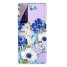 For Samsung Galaxy S21+ 5G Colored Drawing Pattern Highly Transparent TPU Protective Case(Blue and White Roses) - 1