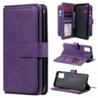 For Samsung Galaxy M31s Multifunctional Magnetic Copper Buckle Horizontal Flip Solid Color Leather Case with 10 Card Slots & Wallet & Holder & Photo Frame(Purple) - 1