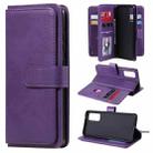 For Samsung Galaxy S20 FE 5G Multifunctional Magnetic Copper Buckle Horizontal Flip Solid Color Leather Case with 10 Card Slots & Wallet & Holder & Photo Frame(Purple) - 1