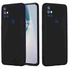 For OnePlus Nord N10 5G Pure Color Liquid Silicone Shockproof Full Coverage Case(Black) - 1